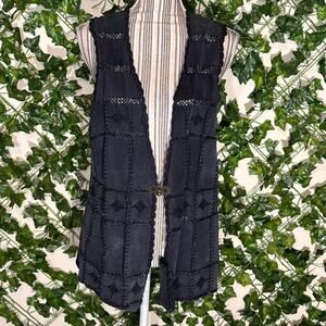 Unique vintage navy blue faux leather vest
